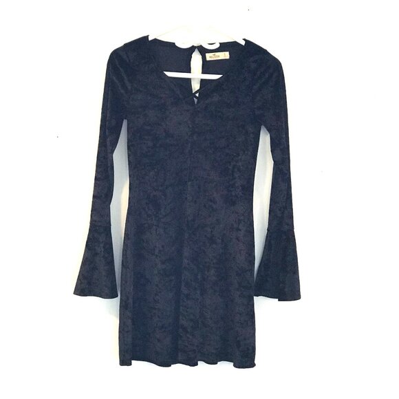 Hollister mini dress velvet black women S Y2K dark romantic flutter sleeves goth - Picture 1 of 6